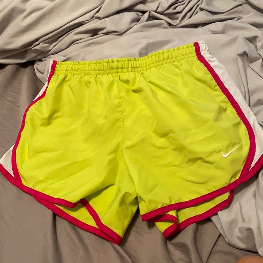 Green and pink Nike shorts. Youth large